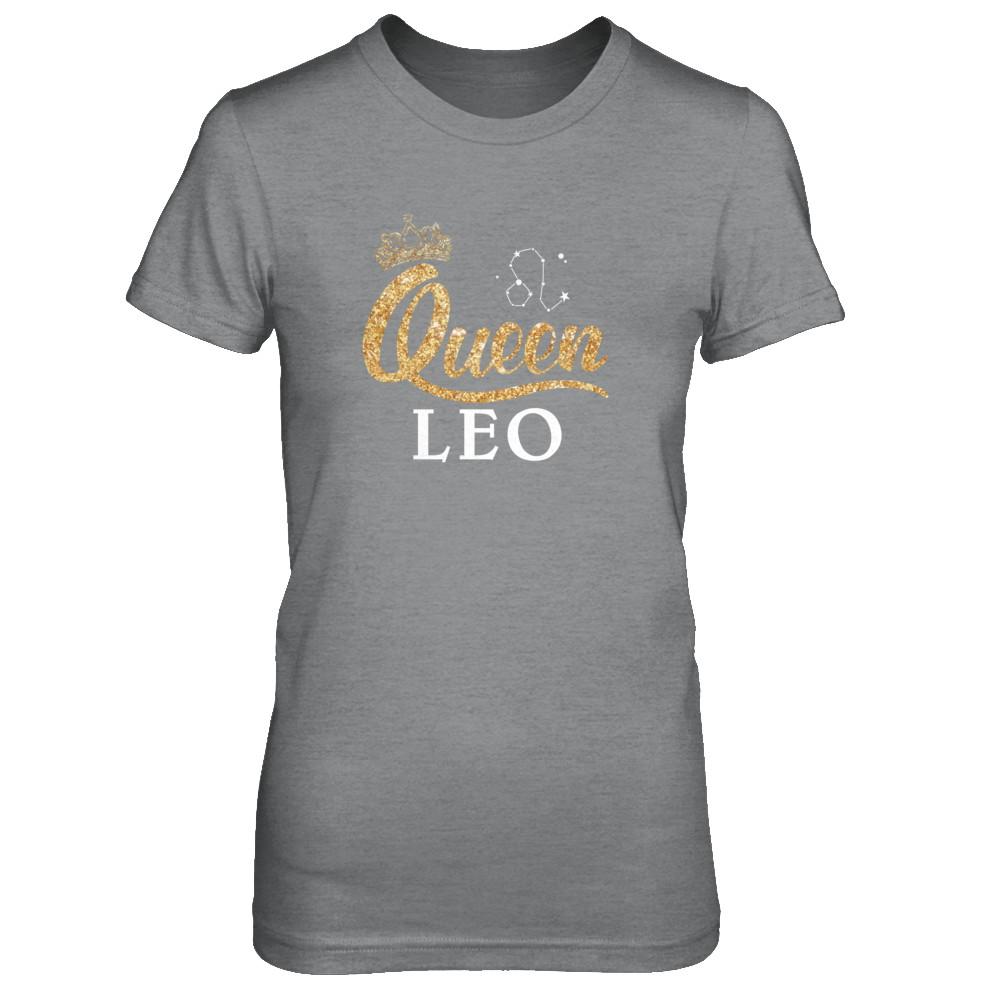 Queen Leo Zodiac July August Birthday Gift-T-Shirt & Tank Top-Women's T-Shirt-Sport Grey