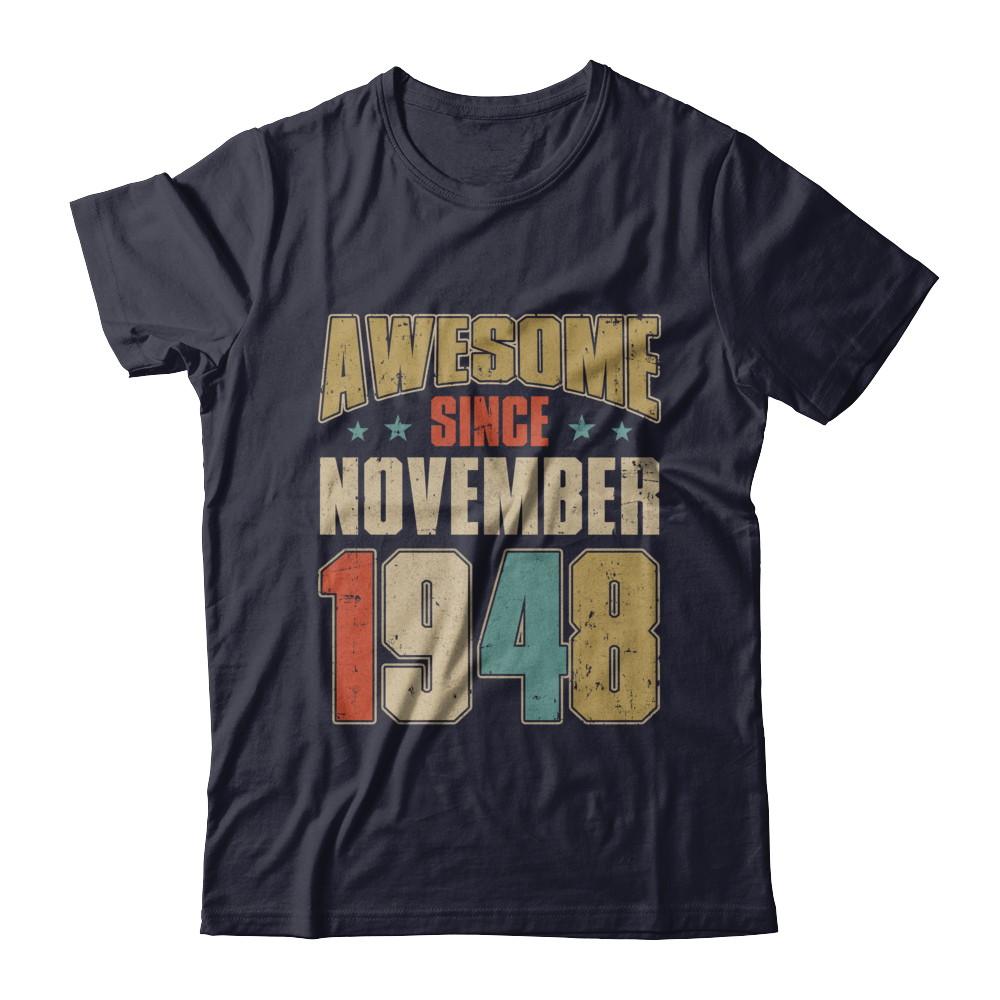 Vintage Retro Awesome Since November 1948 73th Birthday-T-Shirt & Hoodie-Premium T-Shirt-Midnight Navy