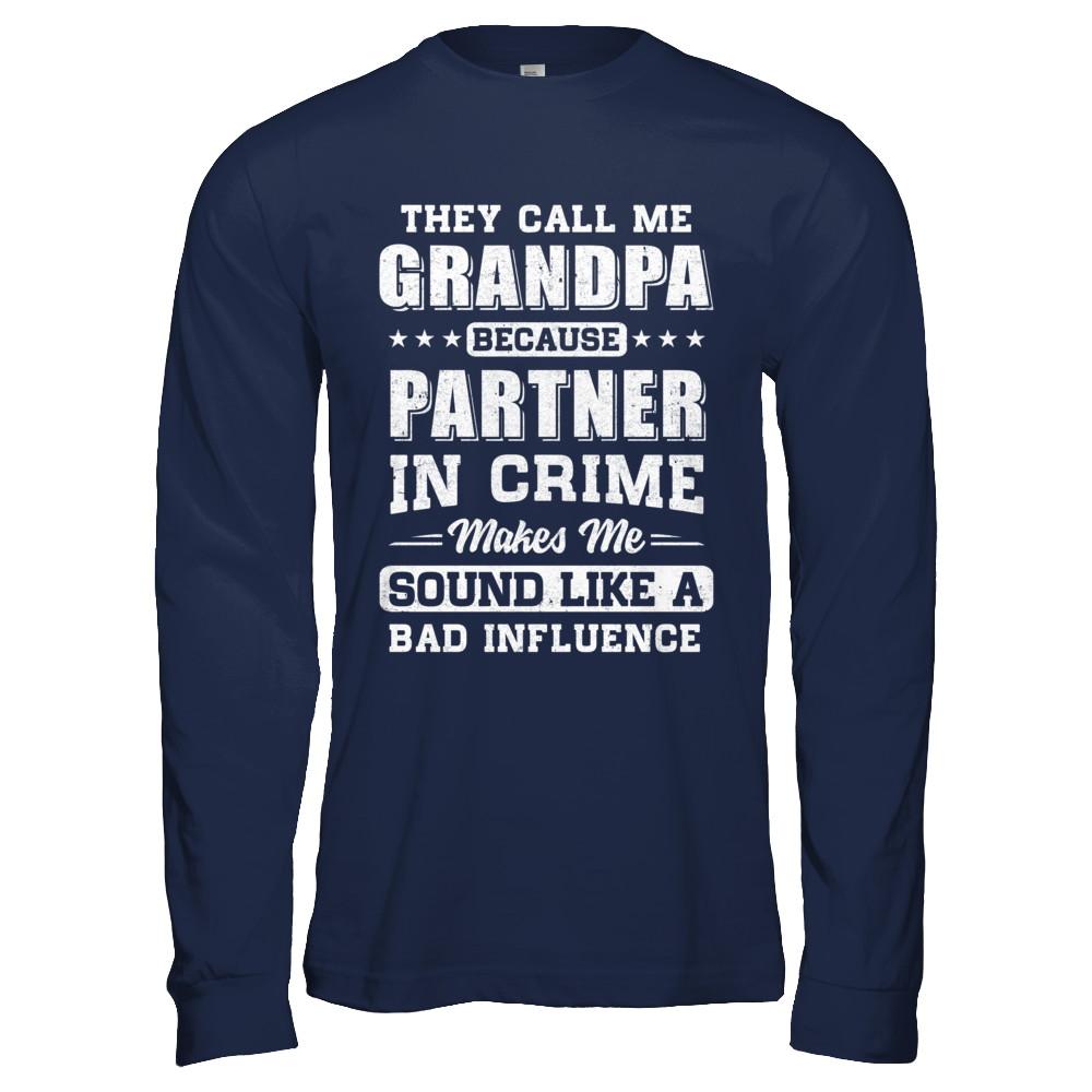 They Call Me Grandpa Partner In Crime Fathers Day-T-Shirt & Hoodie-Long Sleeve T-Shirt-Navy