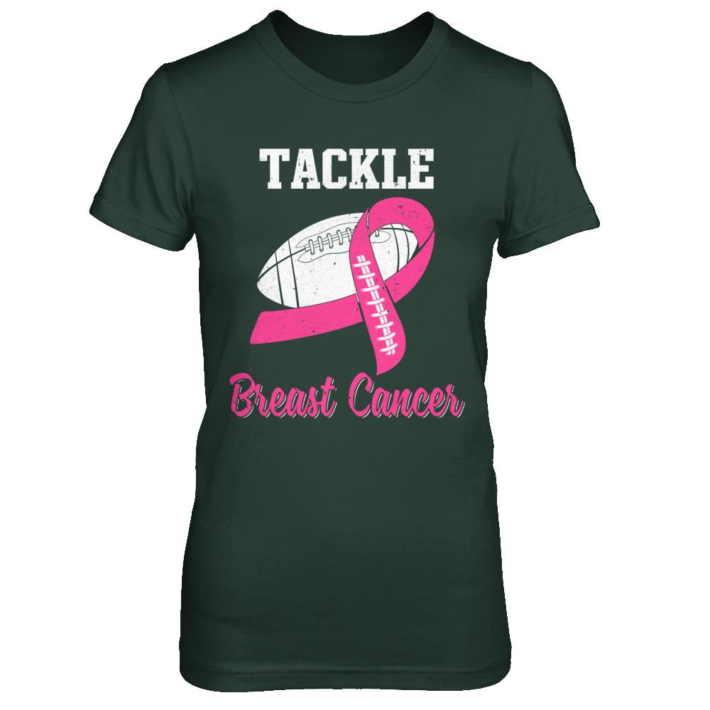 Football Survivor Tackle Pink Breast Cancer Awareness-T-Shirt & Hoodie-Women's T-Shirt-Forest Green