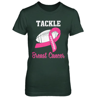 Football Survivor Tackle Pink Breast Cancer Awareness-T-Shirt & Hoodie-Women's T-Shirt-Forest Green