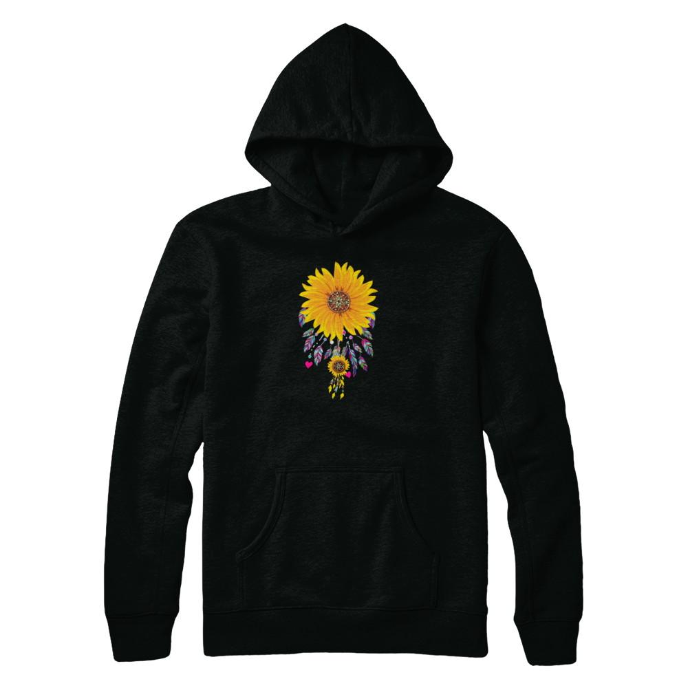 Native Dream Catcher Sunflower-T-Shirt & Tank Top-Pullover Hoodie-Black