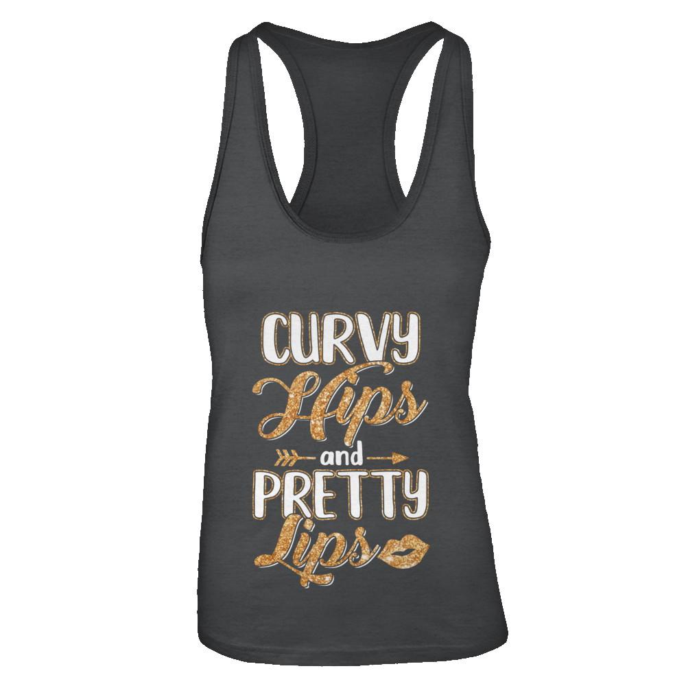 Black Woman Curvy Hips And Pretty Lips-T-Shirt & Tank Top-Women's Ideal Racerback Tank-Black