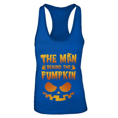 The Man Behind The Pumpkin Funny Pregnant Halloween-T-Shirt & Tank Top-Women's Ideal Racerback Tank-Royal
