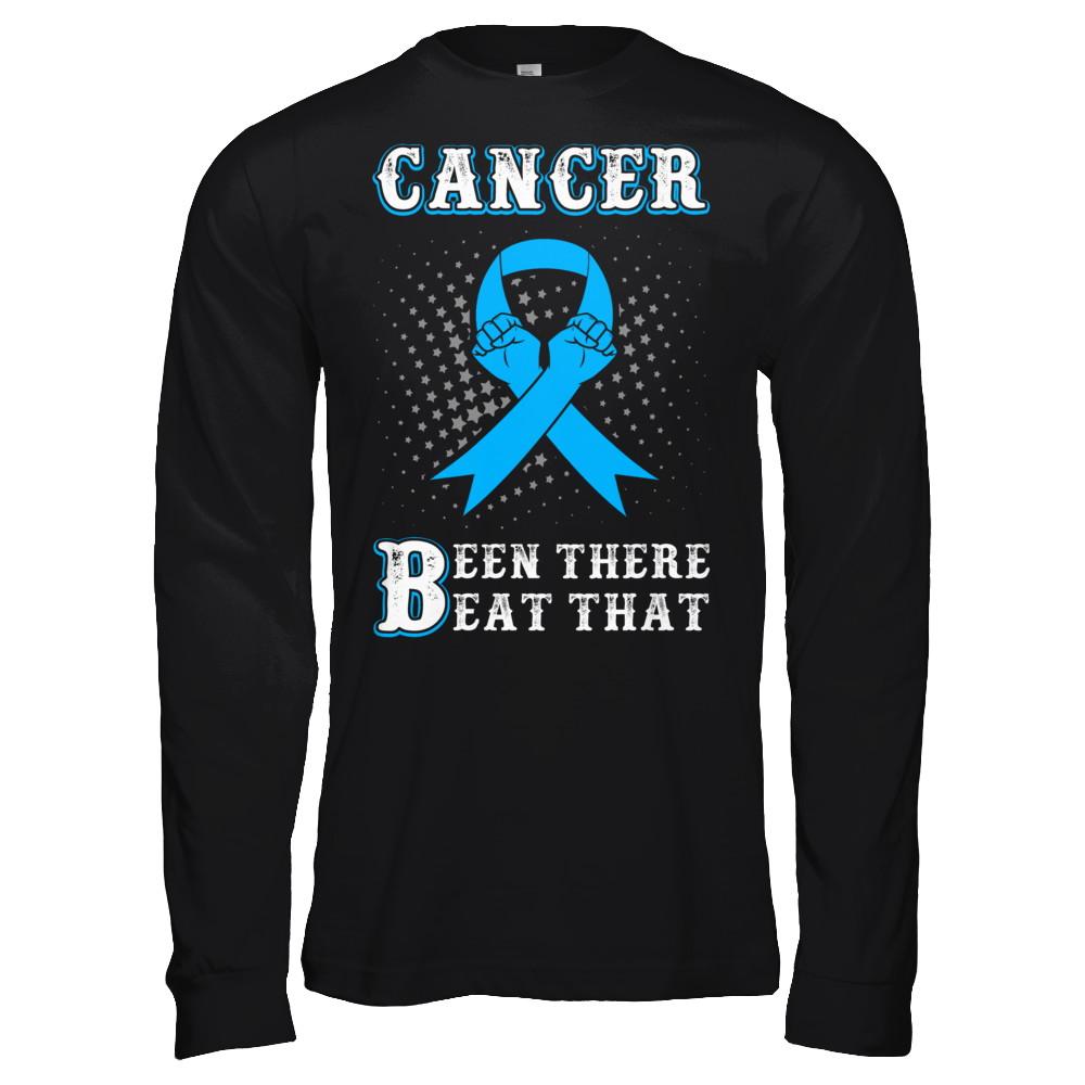 Prostate Cancer Been There Beat That Blue Awareness Ribbon-T-Shirt & Hoodie-Long Sleeve T-Shirt-Black