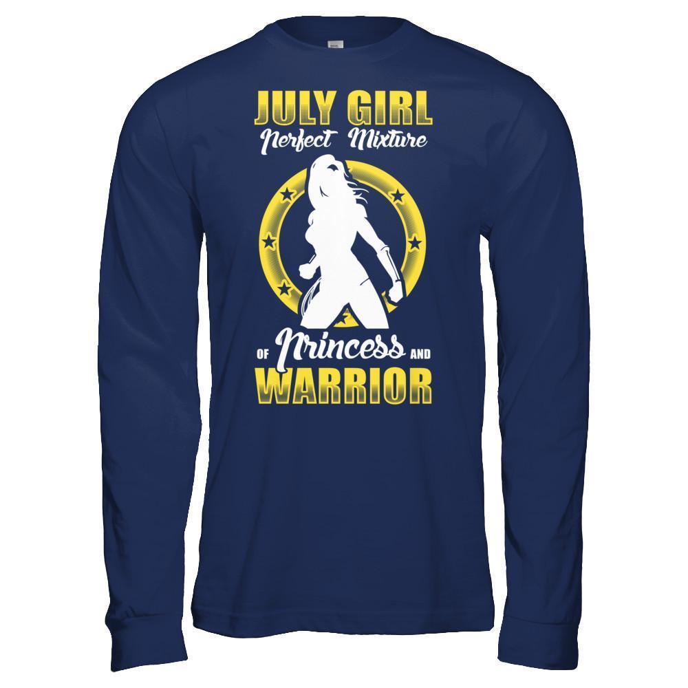 July Girl Perfect Mixture Of Princess And Warrior-T-Shirt & Hoodie-Long Sleeve T-Shirt-Navy