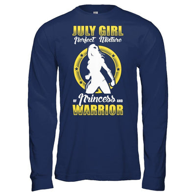 July Girl Perfect Mixture Of Princess And Warrior-T-Shirt & Hoodie-Long Sleeve T-Shirt-Navy