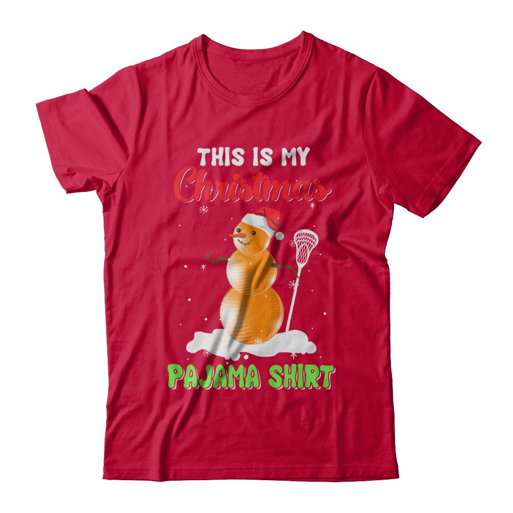 This Is My Christmas Pajama Xmas Snowman Lacrosse-T-Shirt & Sweatshirt-Classic T-Shirt-Red
