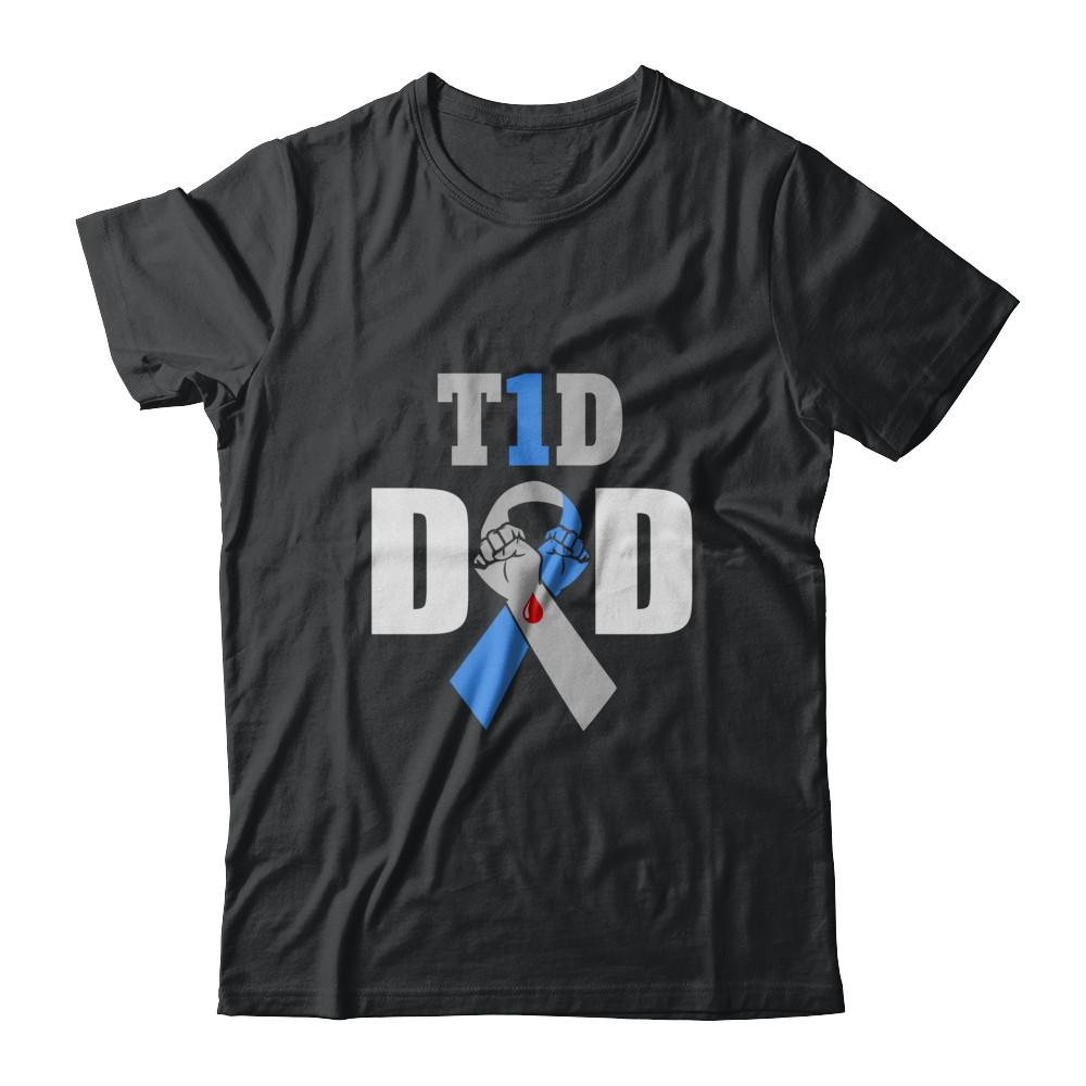 Diabetes awareness T1D Proud Type 1 Diabetes Dad-T-Shirt & Hoodie-Classic T-Shirt-Black