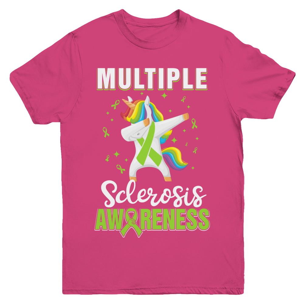 Inspirational Multiple Sclerosis Awareness Unicorn Support Youth-Youth Shirt-Youth T-Shirt-Heliconia