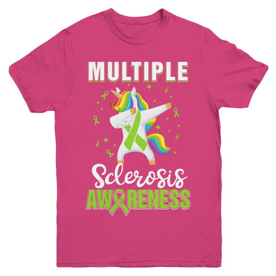 Inspirational Multiple Sclerosis Awareness Unicorn Support Youth-Youth Shirt-Youth T-Shirt-Heliconia