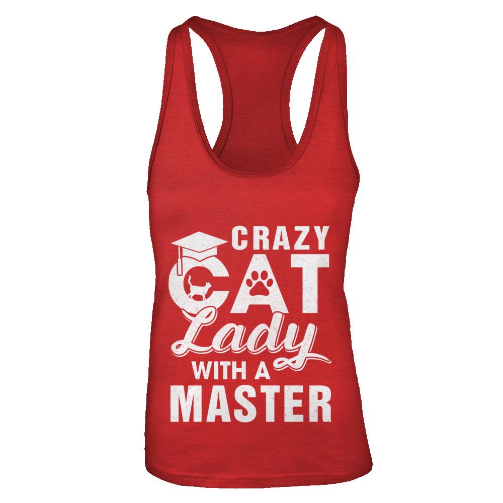 Funny Crazy Cat Lady Masters Degree Gradute Gift-T-Shirt & Tank Top-Women's Ideal Racerback Tank-Red
