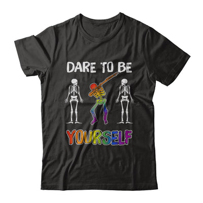 Dare To Be Yourself Funny Lgbt Skeleton-T-Shirt & Hoodie-Premium T-Shirt-Black