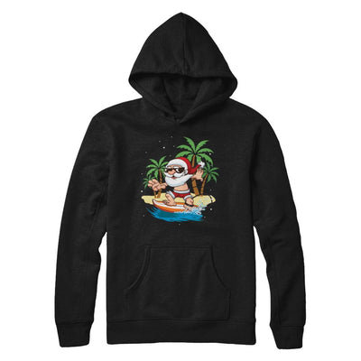 Funny Santa Surfing Hawaiian Summer Christmas-T-Shirt & Sweatshirt-Pullover Hoodie-Black