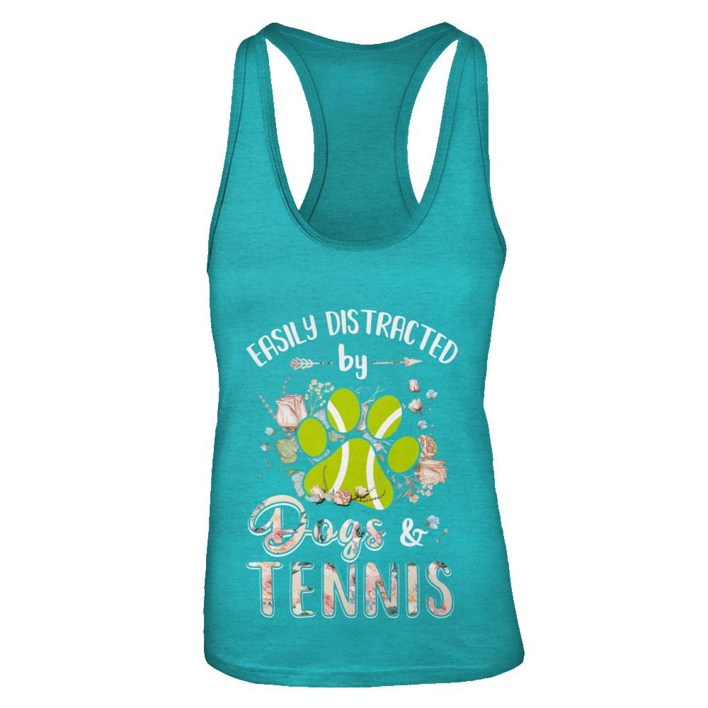 Easily Distracted By Dogs And Tennis-T-Shirt & Tank Top-Women's Ideal Racerback Tank-Tahiti Blue