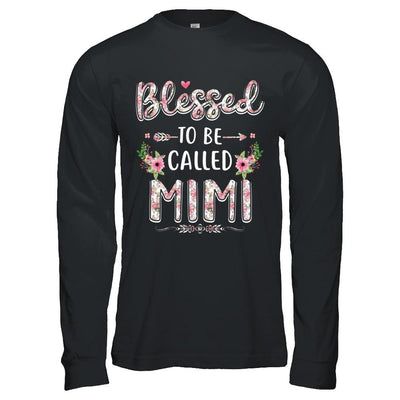 Funny Grandma Gifts Blessed To Be Called Mimi-T-Shirt & Hoodie-Long Sleeve T-Shirt-Black