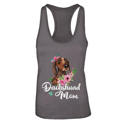 Dachshund Mom Funny Dog Mom Gift Idea-T-Shirt & Tank Top-Women's Ideal Racerback Tank-Dark Grey