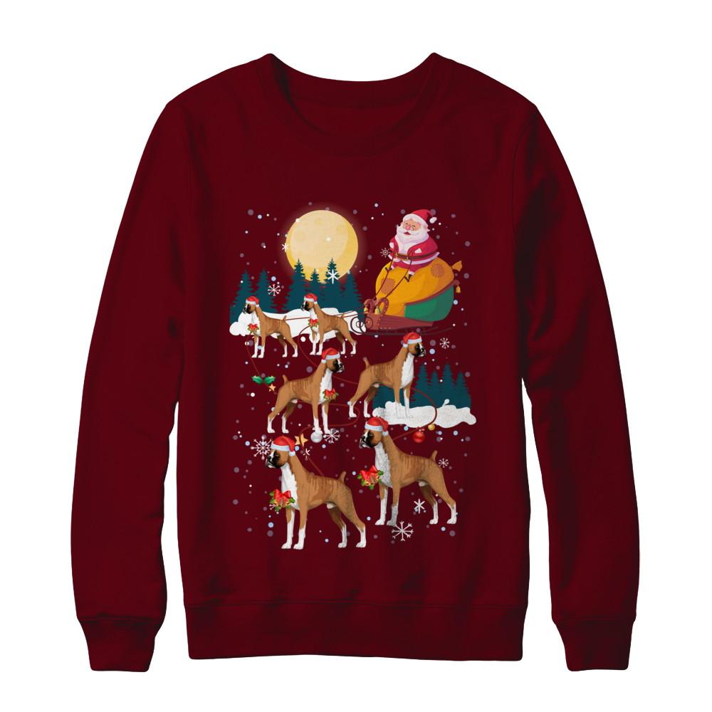 Dog Reindeer Boxer Christmas Gift-T-Shirt & Sweatshirt-Crewneck Sweatshirt-Maroon