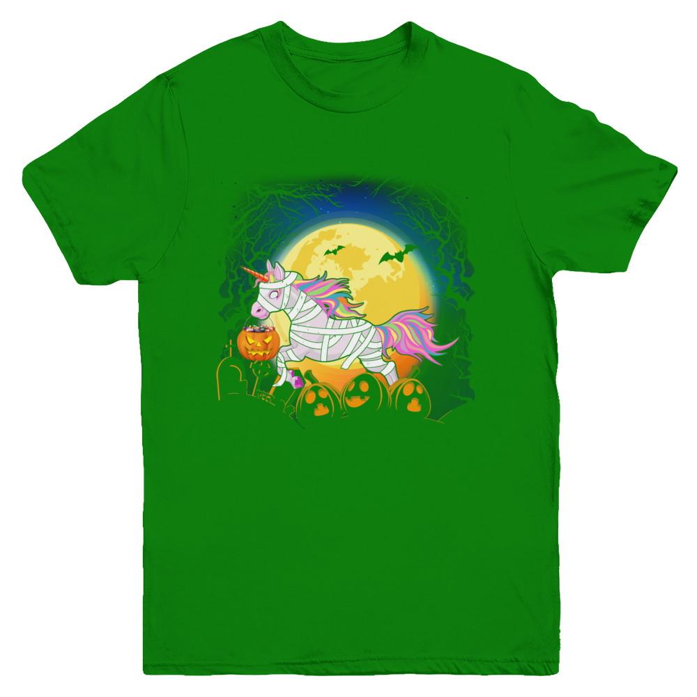 Halloween Pumpkin Unicorn Gift For Kids Girls Youth-Youth Shirt-Youth T-Shirt-Irish Green