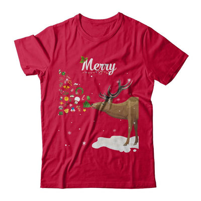 Couples Sick Reindeer Funny Ugly Merry Christmas Sweater-T-Shirt & Sweatshirt-Classic T-Shirt-Red