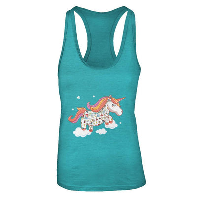 Tattooed Girl Unicorn Tattoos-T-Shirt & Tank Top-Women's Ideal Racerback Tank-Tahiti Blue