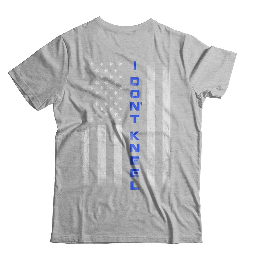 I Don't Kneel Thin Blue Line Flag Patriotic Police-T-Shirt & Hoodie-Premium T-Shirt-Heather Gray