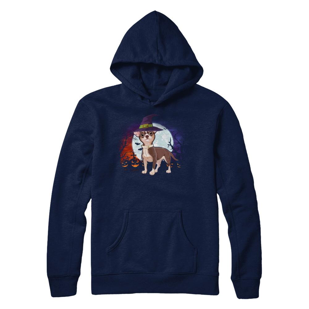 Cute Halloween Chihuahua Puppy Pumpkins-T-Shirt & Sweatshirt-Pullover Hoodie-Navy