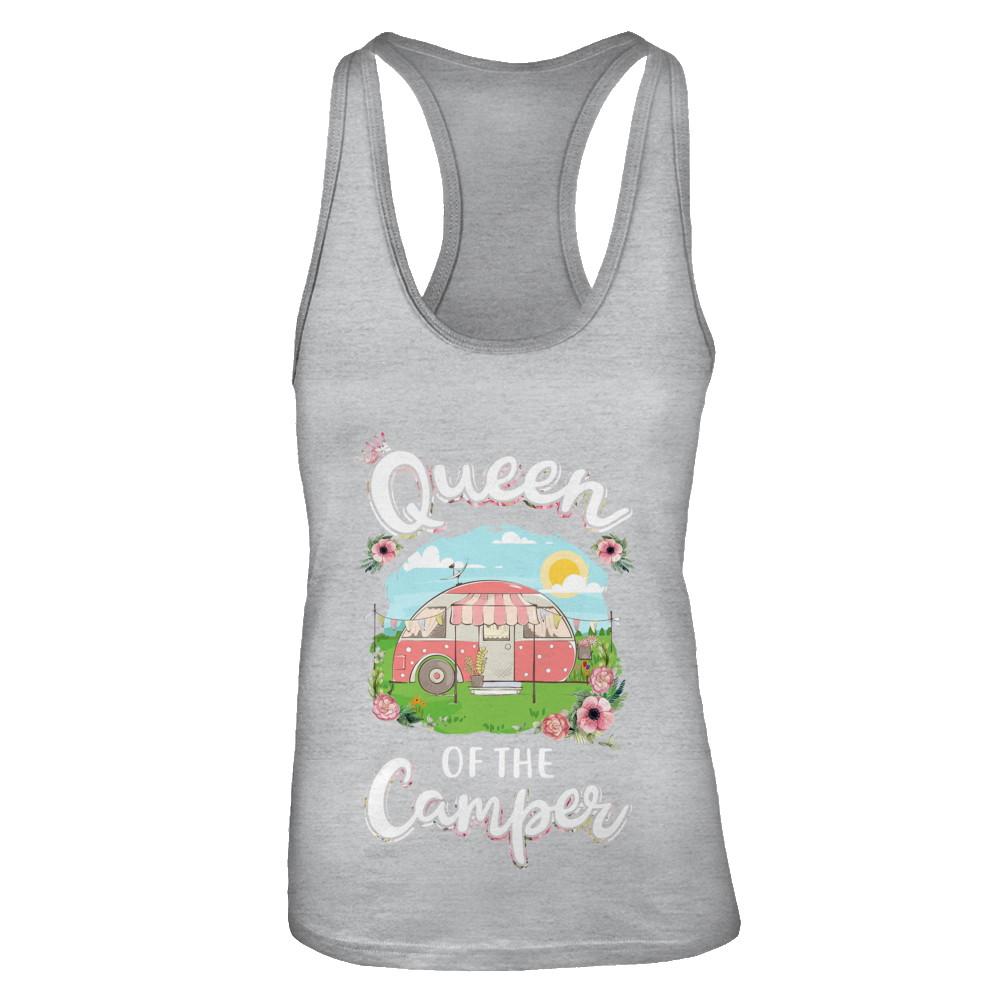 Queen Of The Camper Camping For Women Gift-T-Shirt & Tank Top-Women's Ideal Racerback Tank-Heather Grey