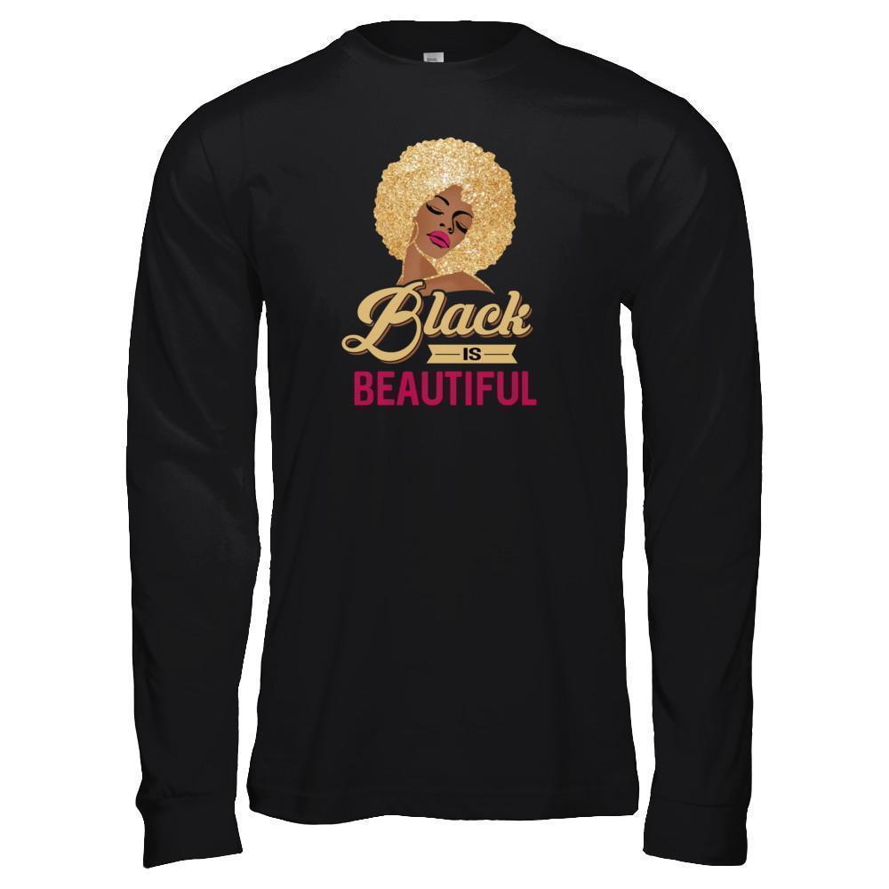 Black Is Beautiful African Black Pride-T-Shirt & Tank Top-Long Sleeve T-Shirt-Black