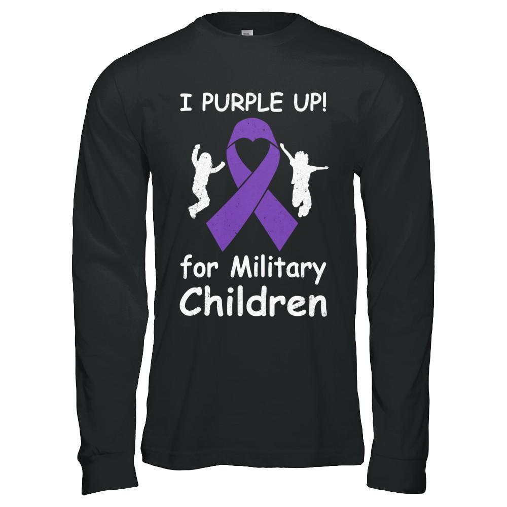 I Purple Up For Month Of The Military Child-T-Shirt & Hoodie-Long Sleeve T-Shirt-Black