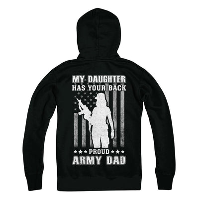 American Flag MY DAUGHTER HAS YOUR BACK PROUD ARMY DAD-T-Shirt & Hoodie-Hanes - Heavyweight Pullover Hoodie-Black