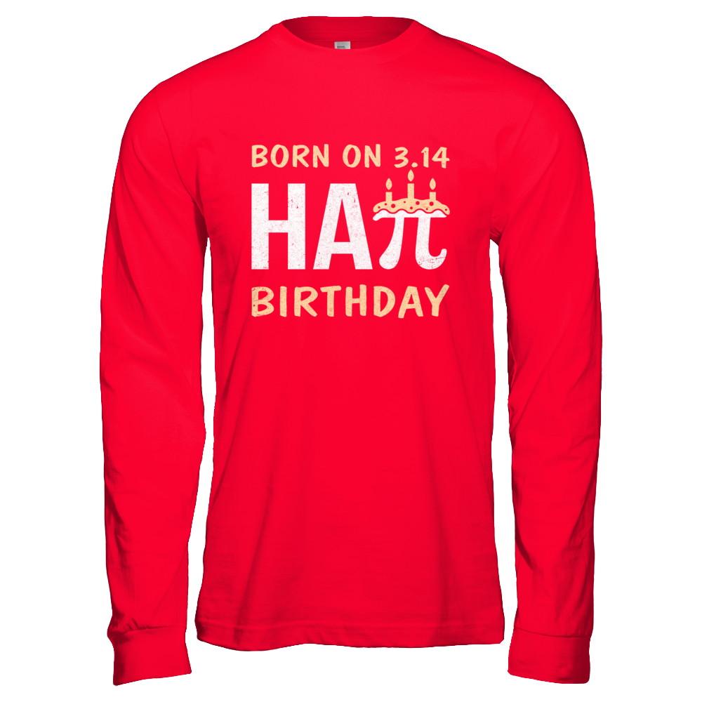 Born On March 14 Happy Pi Day Birthday-T-Shirt & Hoodie-Long Sleeve T-Shirt-Red