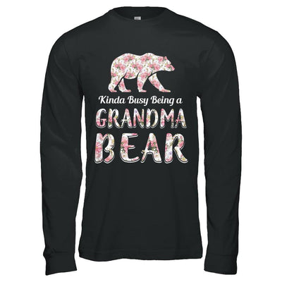 Grandma Bear Dinosaur Kinda Busy Being A Grandmabear-T-Shirt & Hoodie-Long Sleeve T-Shirt-Black