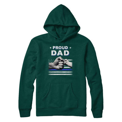 Proud Dad Police Thin Blue Line Flag Fathers Day-T-Shirt & Hoodie-Pullover Hoodie-Deep Forest