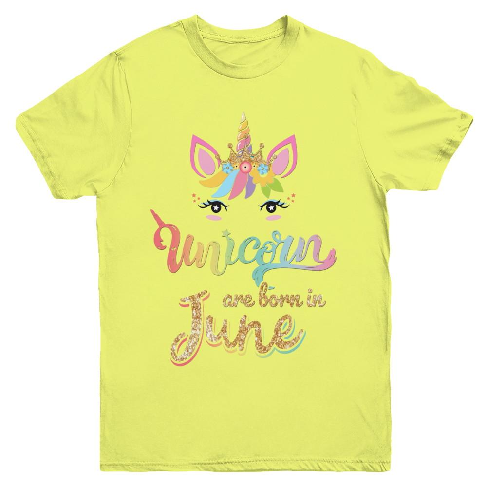 Cute Unicorns Are Born In June Birthday Gift Youth-Youth Shirt-Youth T-Shirt-Daisy