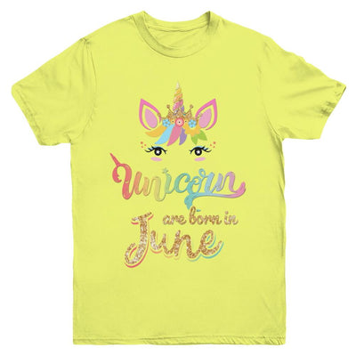Cute Unicorns Are Born In June Birthday Gift Youth-Youth Shirt-Youth T-Shirt-Daisy