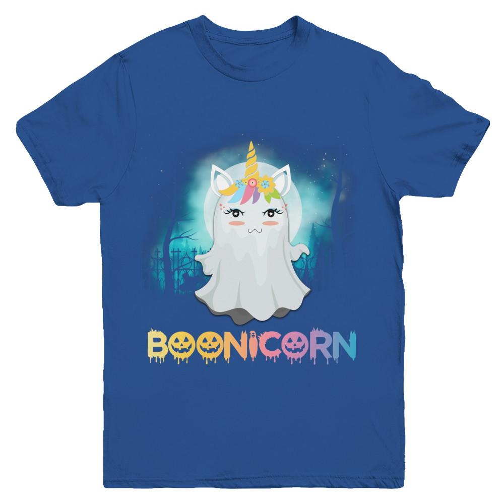 Boonicorn Ghost Unicorn Halloween Girls Youth-Youth Shirt-Youth T-Shirt-Royal