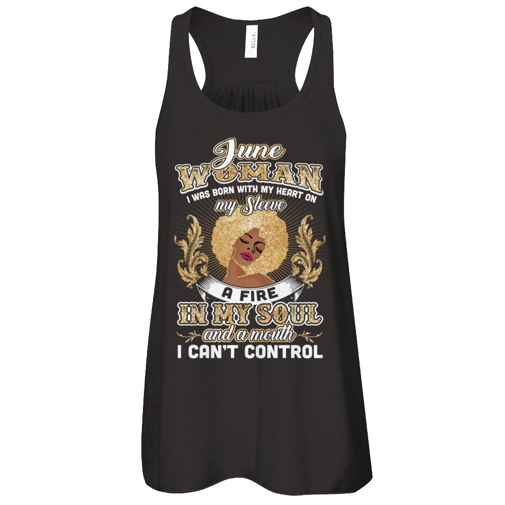 I'm A June Woman Funny Birthday-T-Shirt & Tank Top-Women's Flowy Racerback Tank-Black