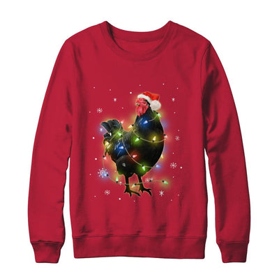 Funny Chickmas Lights Chicken Lights-T-Shirt & Sweatshirt-Crewneck Sweatshirt-Red