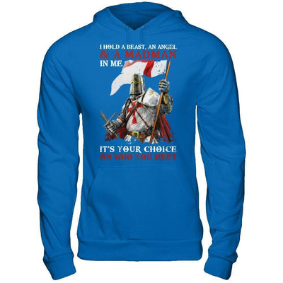 Knight Templar I Hold A Beast An Angel And A Madman In Me-T-Shirt & Hoodie-Pullover Hoodie-Royal