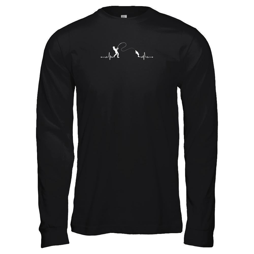 Fishing Heartbeat For Fisherman-T-Shirt & Tank Top-Long Sleeve T-Shirt-Black