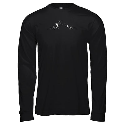 Fishing Heartbeat For Fisherman-T-Shirt & Tank Top-Long Sleeve T-Shirt-Black