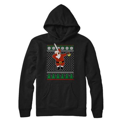 Dabbing Santa Softball Ugly Sweater Christmas-T-Shirt & Sweatshirt-Pullover Hoodie-Black