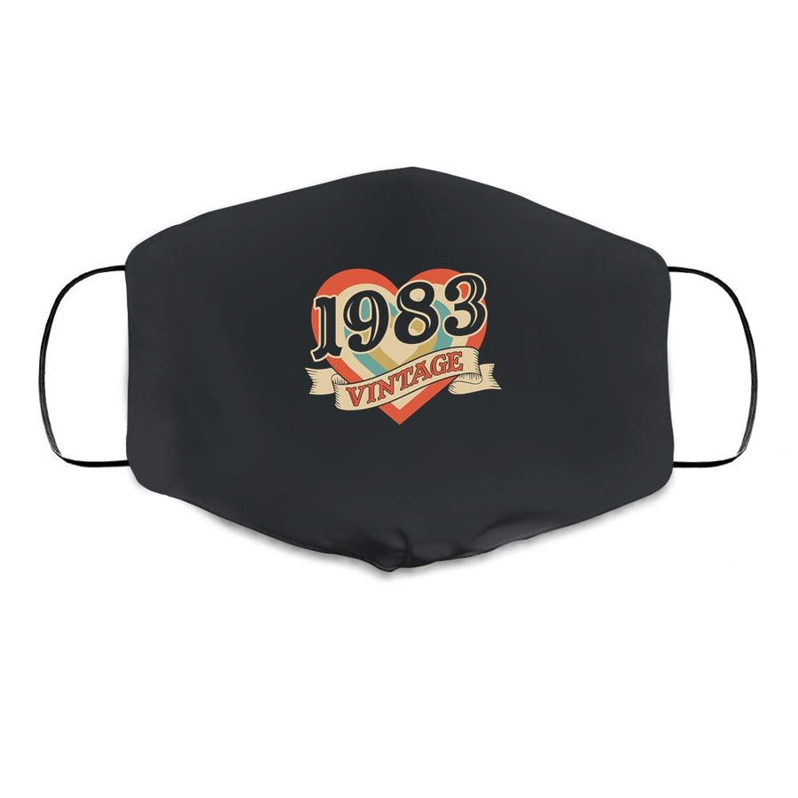 38th Birthday Gifts Classic Retro Heart Vintage 1983 Cloth Face Mask-Cloth Face Mask-Cloth Face Mask-Black