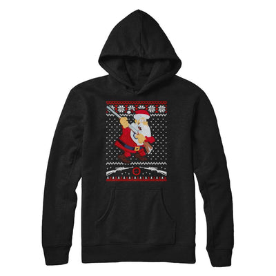 Santa Gun Hunting Ugly Christmas Sweater Funny-T-Shirt & Sweatshirt-Pullover Hoodie-Black