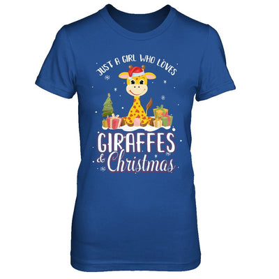 Just A Girl Who Loves Giraffes And Christmas-T-Shirt & Sweatshirt-Women's T-Shirt-Royal