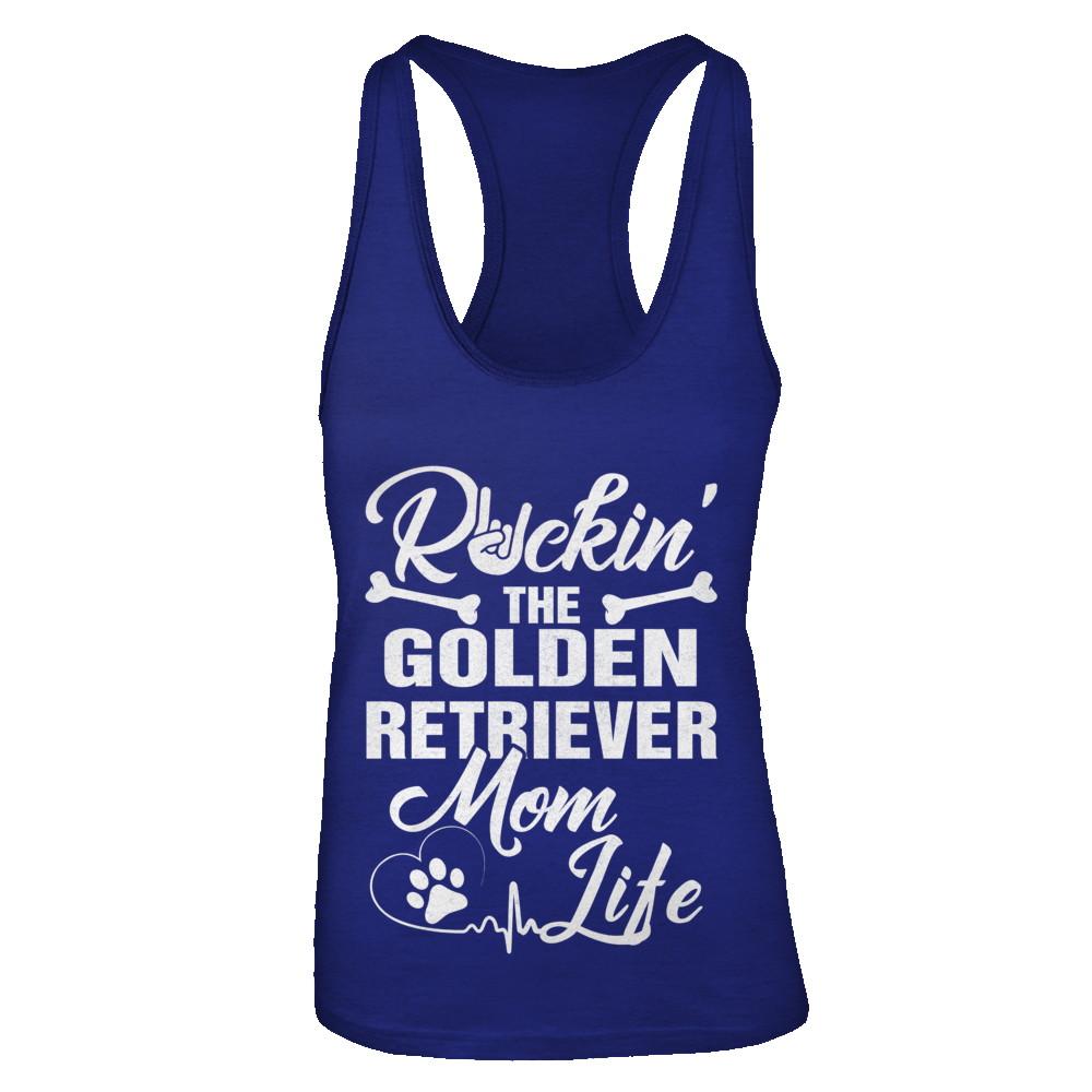 Rockin The Golden Retriever Mom Life-T-Shirt & Tank Top-Women's Ideal Racerback Tank-Royal