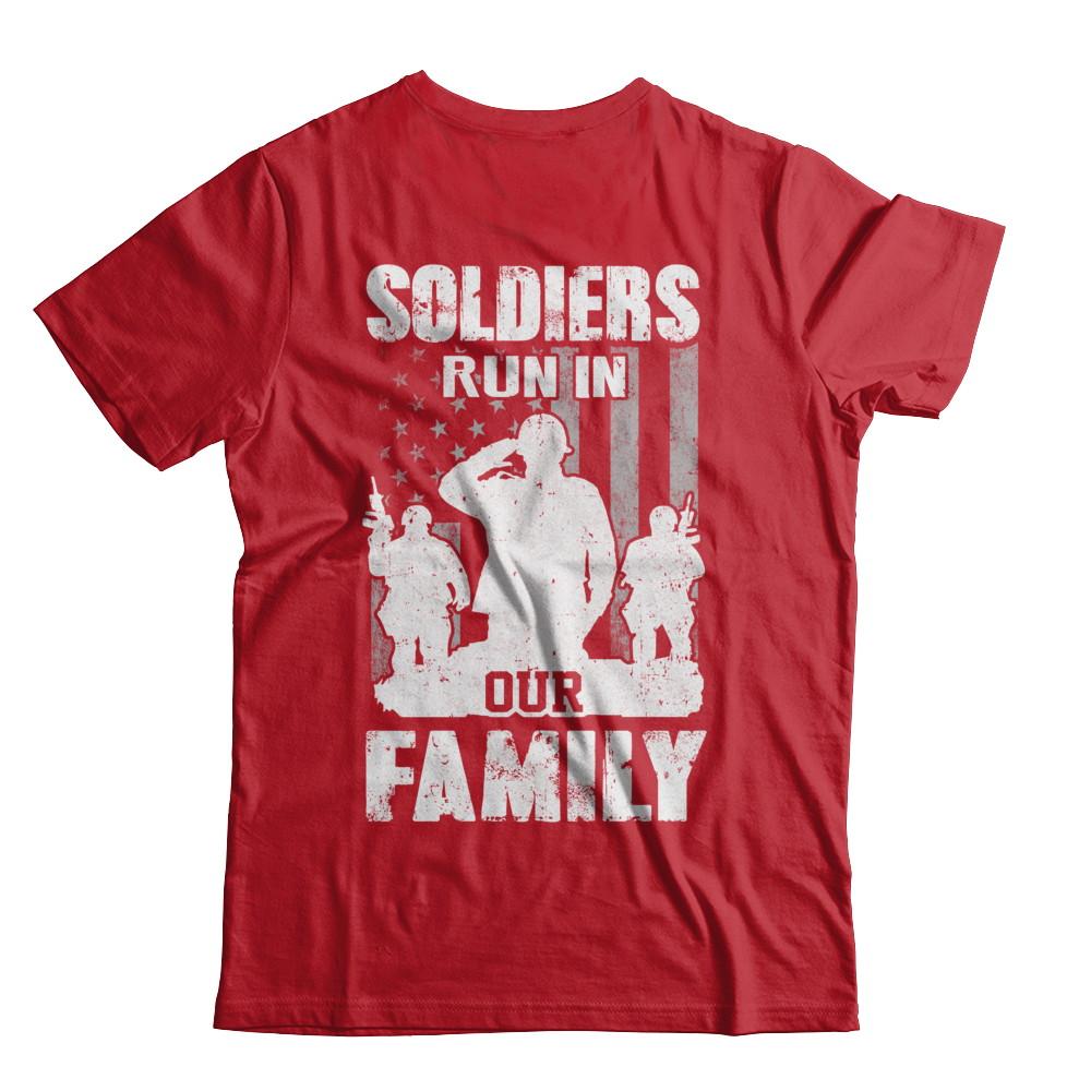 Soldiers Run In Our Family Veteran Dad Son-T-Shirt & Hoodie-Classic T-Shirt-Red