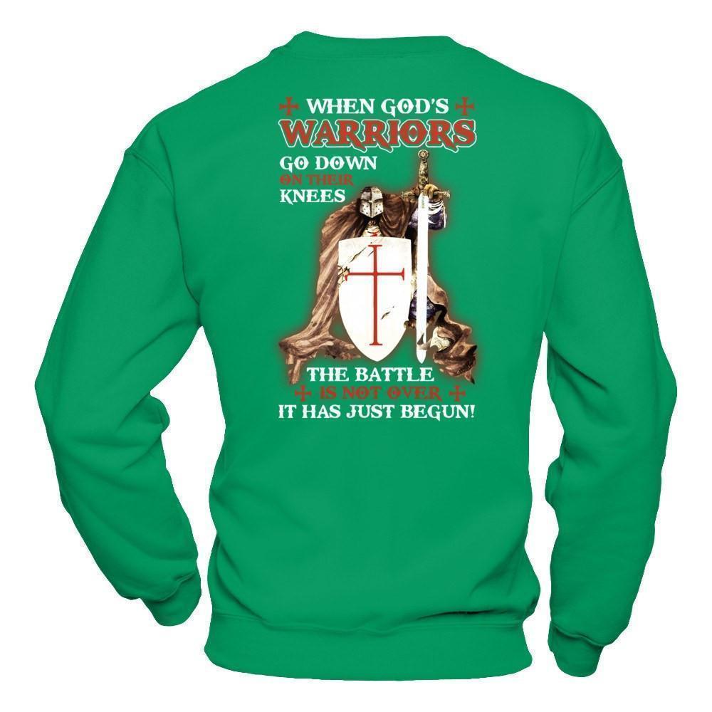 Knight Templar When God's Warriors Go Down On Their Knees-T-Shirt & Hoodie-Crewneck Sweatshirt-Irish Green