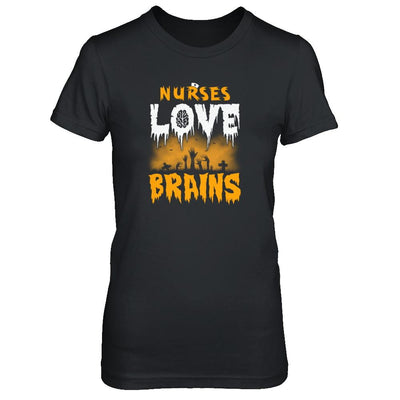 Nurses Love Brains Halloween-T-Shirt & Tank Top-Women's T-Shirt-Black